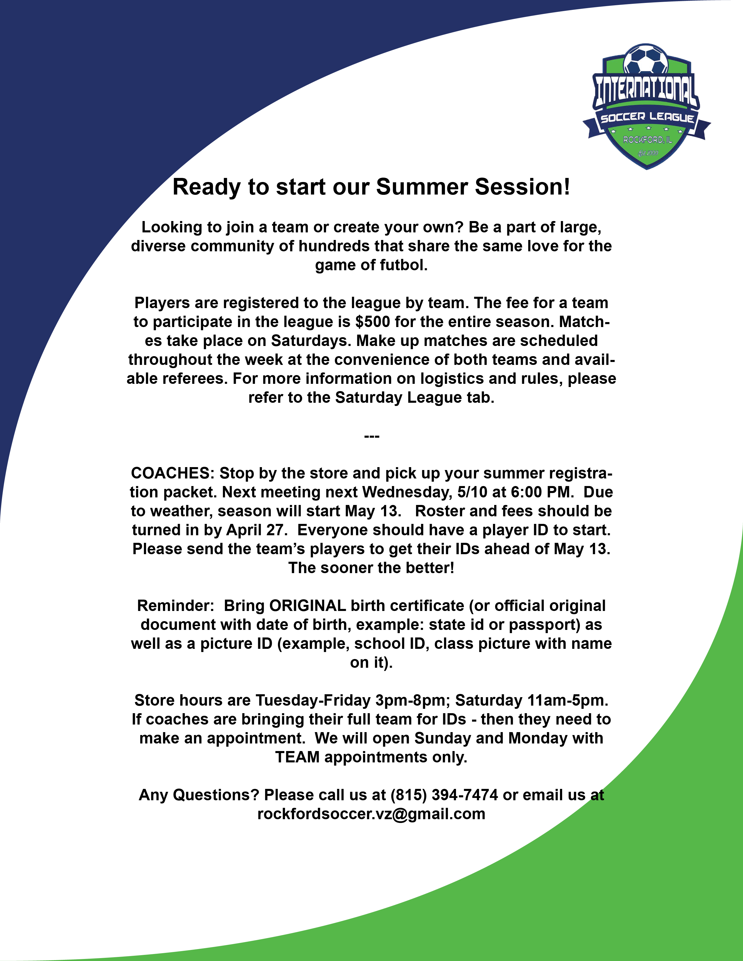 international soccer league of rockford